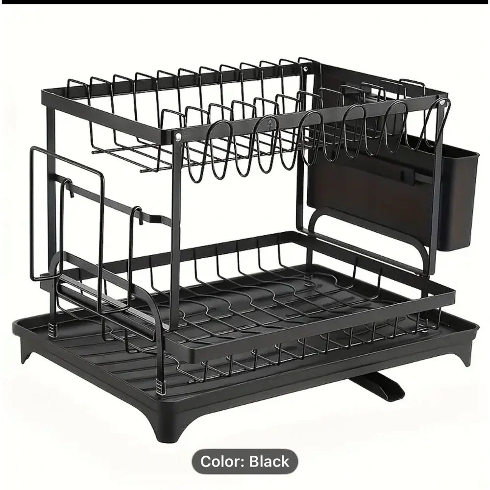Multi-Functional 2-Tier Waterproof Drying Rack Black New